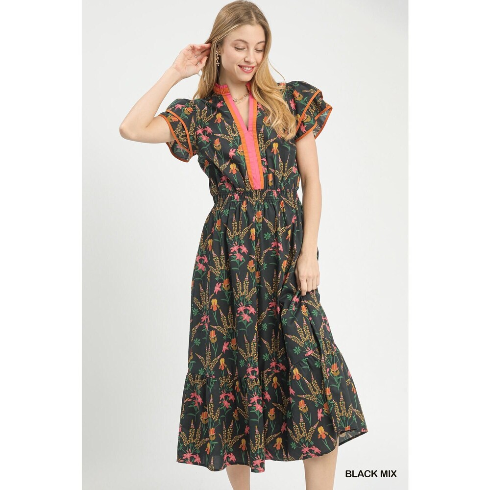 Umgee Mix Floral Midi Dress